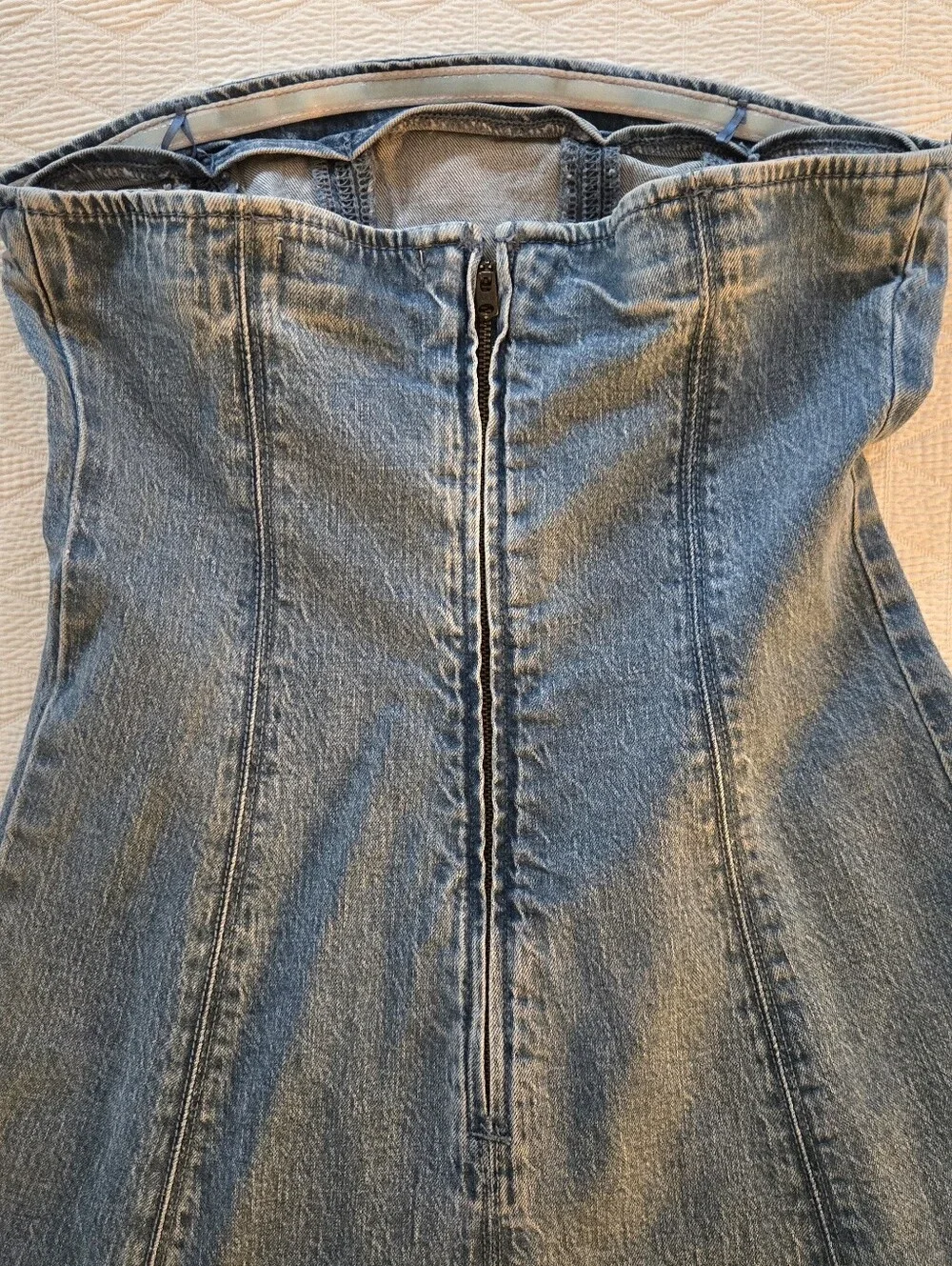 Abercrombie & Fitch Blue Denim A-Line Strapless Maxi Dress Small
